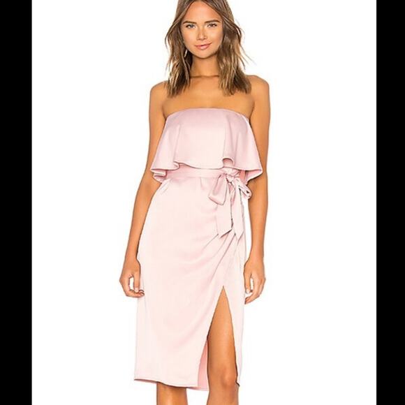Lovers + Friends Violet Midi Dress Light Pink Satin Strapless Party Womens Sz XS - Picture 11 of 11